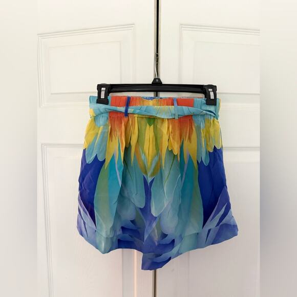 NWT Moda Baronessa Ari Short Canaria Print High Rise Belted Silk Shorts Small - Picture 4 of 9
